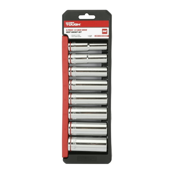 Hyper Tough 9-Piece 1/2-inch Drive Deep Socket Set (SAE)