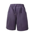 thumbnail image 4 of Cargo Shorts For Men Drawstring Elastic Waist Solid Color Pants Casual Loose Sports Athletic Work Shorts With Pockets (XXL, Purple), 4 of 5