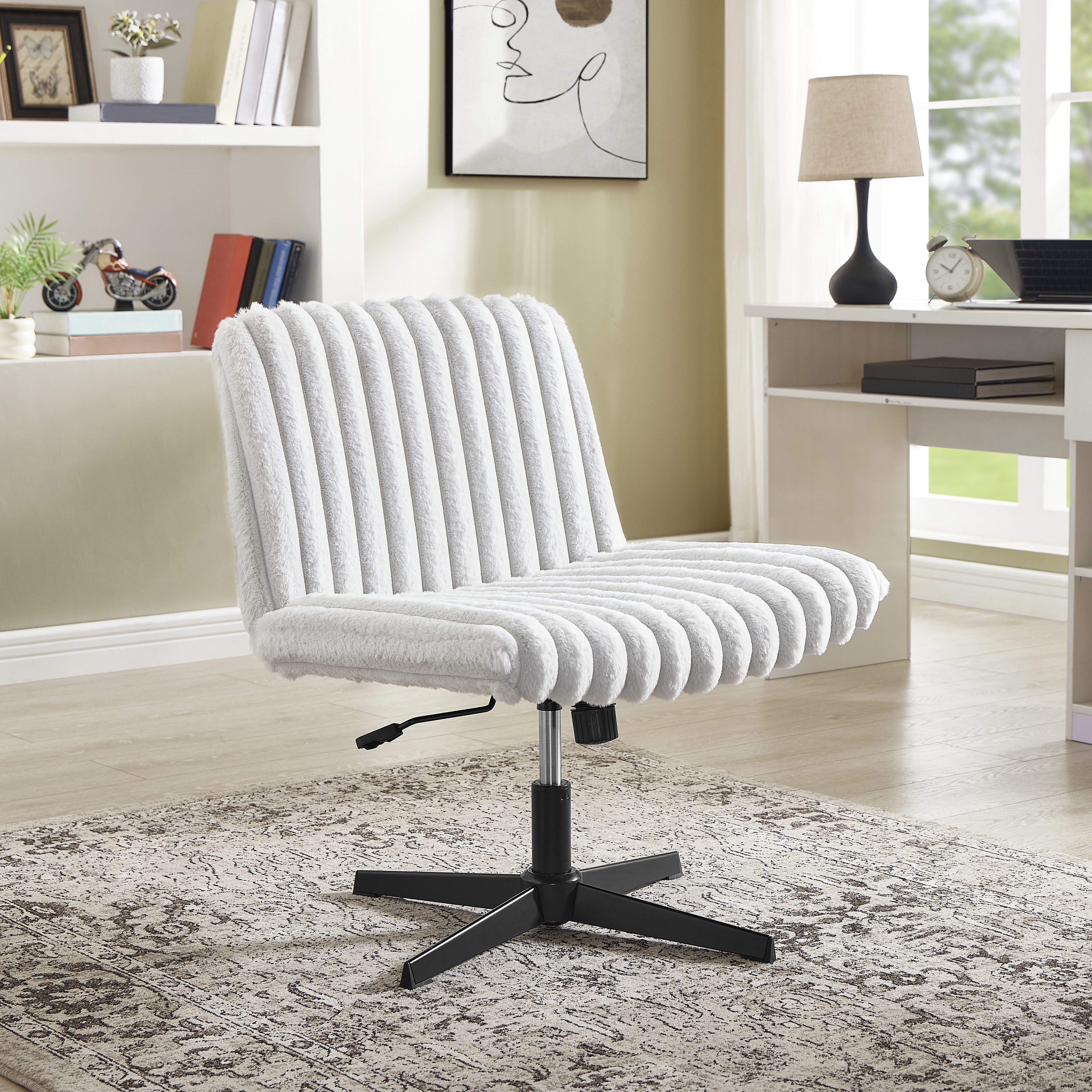 CQSXDA Wide Seat Adjustable Swivel Criss Cross Chair, for Office and Vanity Use, Ergonomic Design