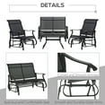 thumbnail image 6 of Outsunny 4 Pieces Gliders Set, Outdoor Furniture Sets with 2-Person Glider Patio Bench, Single Sling Chair and Glass Coffee Table, Black, 6 of 9
