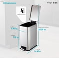 thumbnail image 6 of Home Zone Living 4 Gallon Slim Stainless Steel Kitchen Trash Can with Reeded Pattern, Step Pedal and Soft Close Lid, Silver, 6 of 8