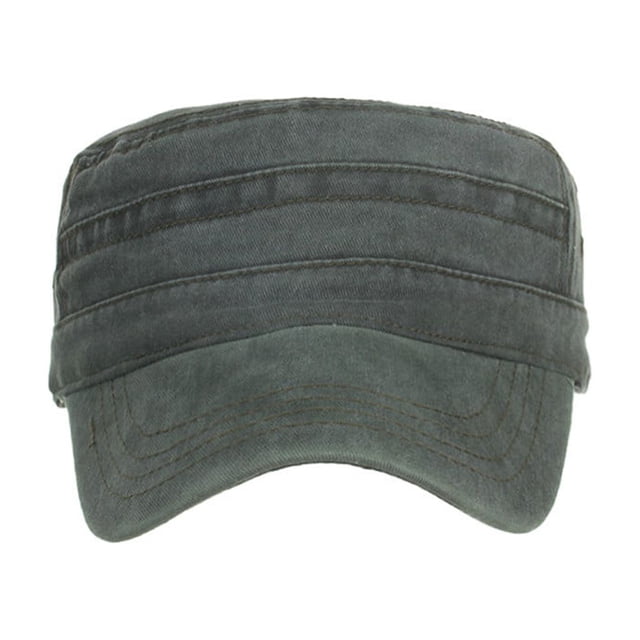 GDREDA Quick-Dry Baseball Caps Washed Cotton Military Caps Cadet Caps Unique Design Vintage Flat Top Cap,Green