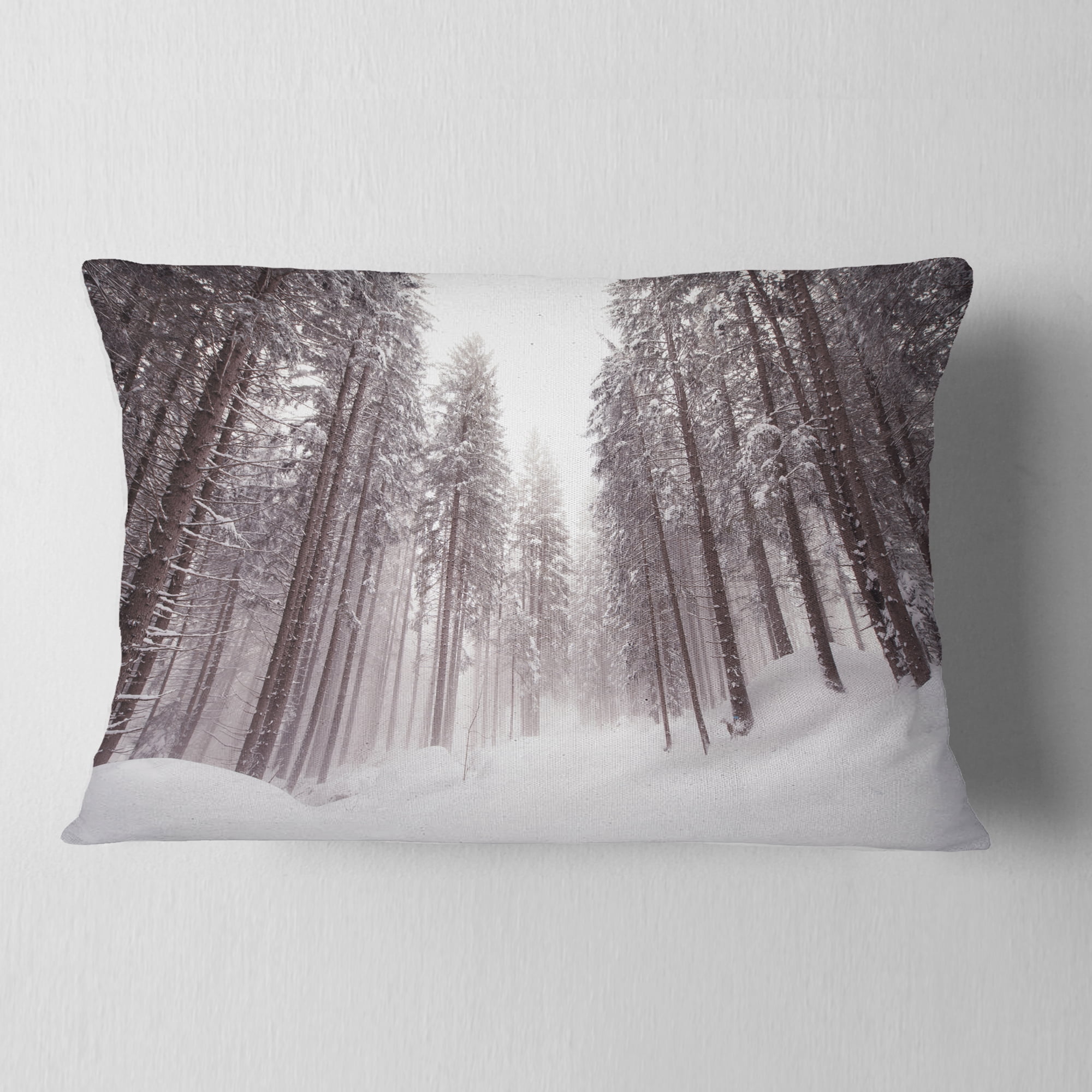 Designart Winter Scenery in Trentino Alto Adige - Forest Throw Pillow - 12x20