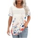 thumbnail image 1 of Camisetas Casuales de la Mujer Moda Diaria No Posicionamiento Impreso Manga Corta Cuello Redondo Camiseta Superior, 1 of 5
