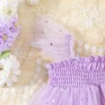 thumbnail image 6 of Riecok Baby Girl Summer Princess Romper Dress Headband Set Flutter Sleeve Sequin Smocked Ruffles 0-18 Months Purple 3 M, 6 of 8