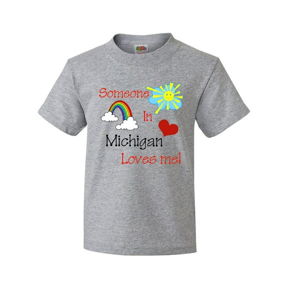 Inktastic Someone in Michigan Loves Me Youth T-Shirt