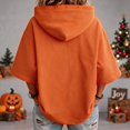 thumbnail image 4 of Women's 3/4 Sleeve Halloween Graphic Hoodies Funny Happy Hallothanksmas Print Hooded Sweatshirt Cute Thanksgiving Christmas Holiday Tops, 4 of 4