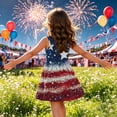 thumbnail image 5 of CCRFTGI 4th of July Girls Dress Size 10-12 Cute American Flag Stars A-Line Dress Party Patriotic Sleeveless Crew Neck Girls Clothes Summer Stylish Dresses Wine 12-13 Years, 5 of 8