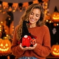 thumbnail image 5 of Vampire Faceless Gnome Halloween Decorations Soft Plush Tabletop Figurine with Pumpkin Cutout for Tiered Tray Mantel Indoor Halloween Party Gothic Home Decor, 5 of 7