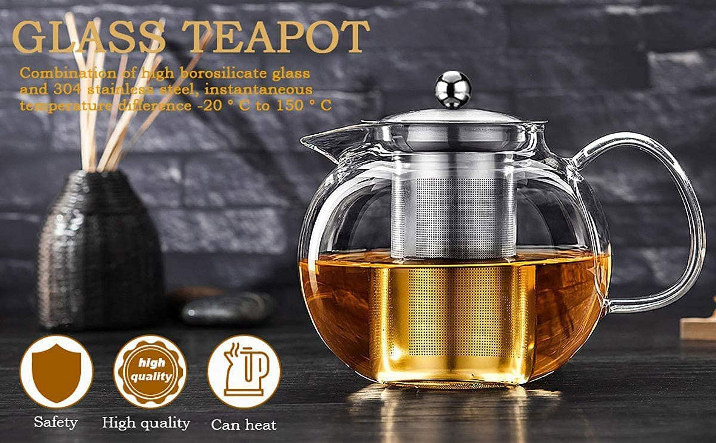 Glass Teapot - 54oz/1600ml Tea Pots with Scale Line, Glass Teapot with  Infuser for Loose Tea, glass tea kettle for stove top, Blooming and Loose  Leaf Tea Maker - Yahoo Shopping
