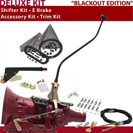 American Shifter TH350 Shifter Kit Black 23 in. Swan E Brake Cable Clamp Clevis Trim Kit for DED10