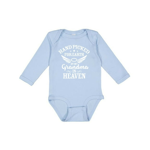 Inktastic Handpicked for Earth by My Grandma in Heaven Angel Wings Boys or Girls Long Sleeve Baby Bodysuit