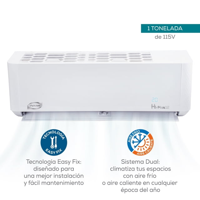 Minisplit Evans on-off 1 tonelada 110 V SEER 12 DUAL (frio y calor)