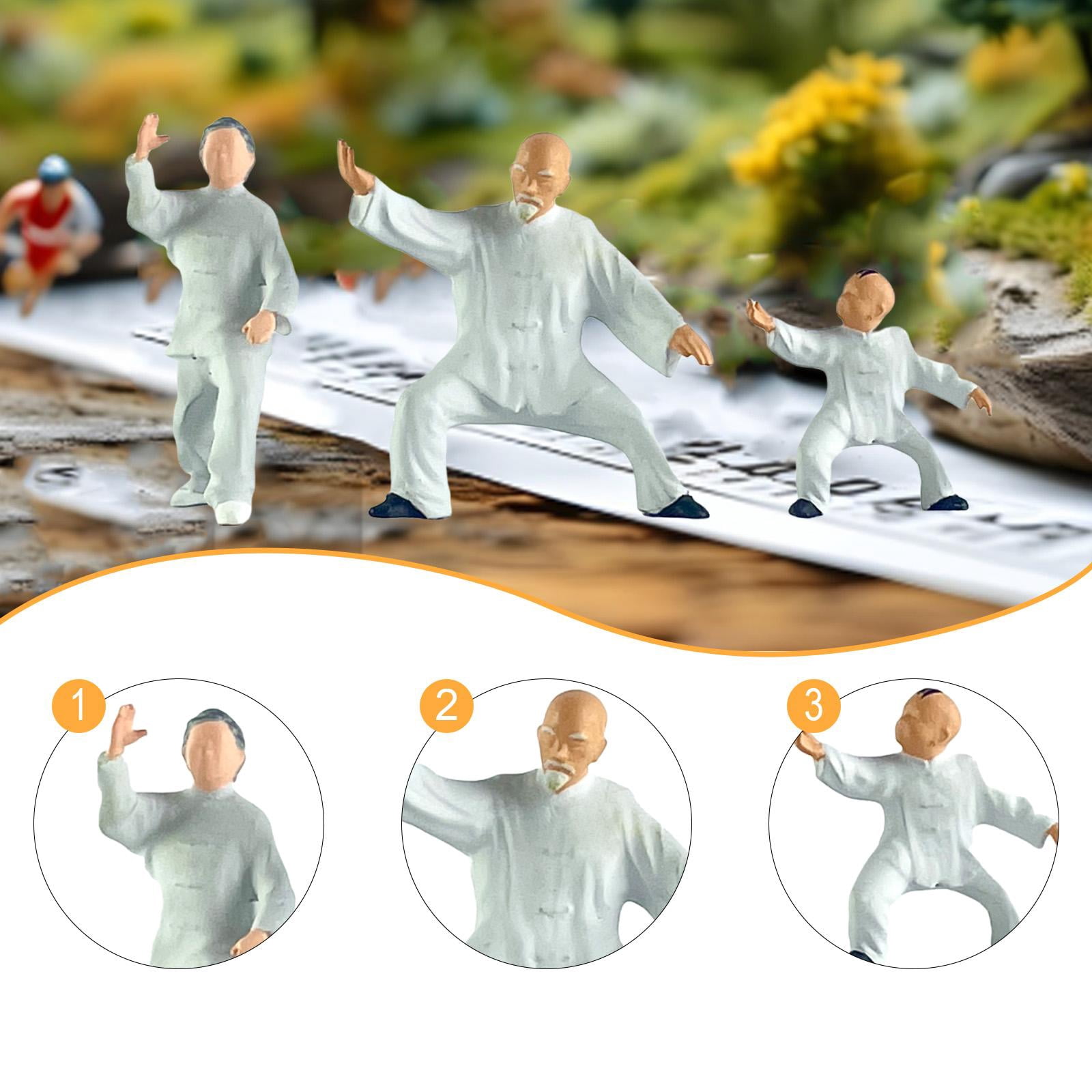 Dualoai 3x 1/64 Tai Chi Figure for Micro Landscape Photo Props Doll House Decoration