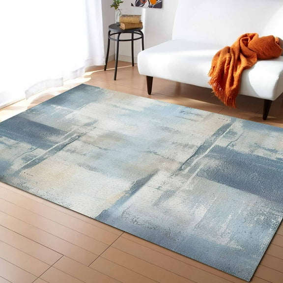 Area Rugs 5x8 Ft Blue Abstract Texture Gradient Texture Minimalism Non-Slip Washable Rug Indoor Rug Floor Mats Non Shedding Carpet for Living Room Bedroom Dining Room Home Decor