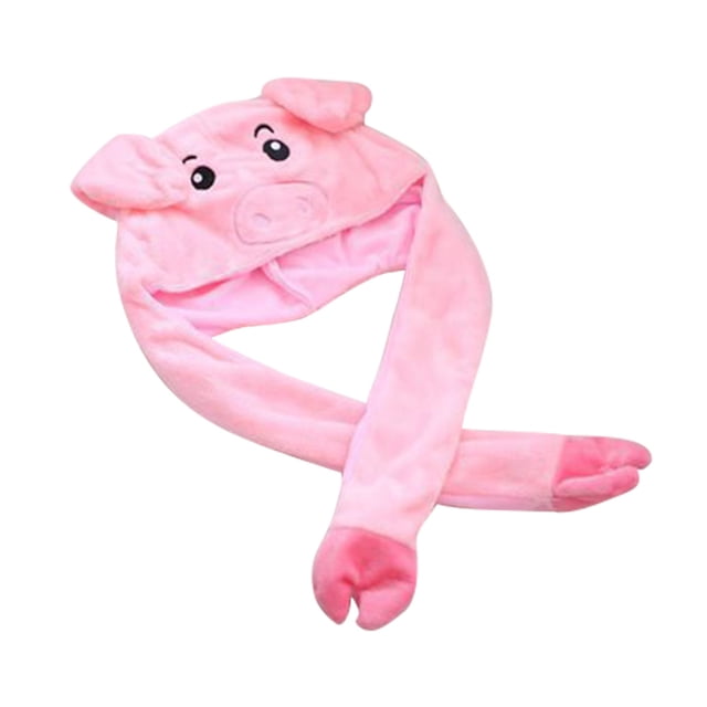 Gorro de cerdo con orejas levantadas, divertido peluche de dibujos animados para niños y adultos (rosa)