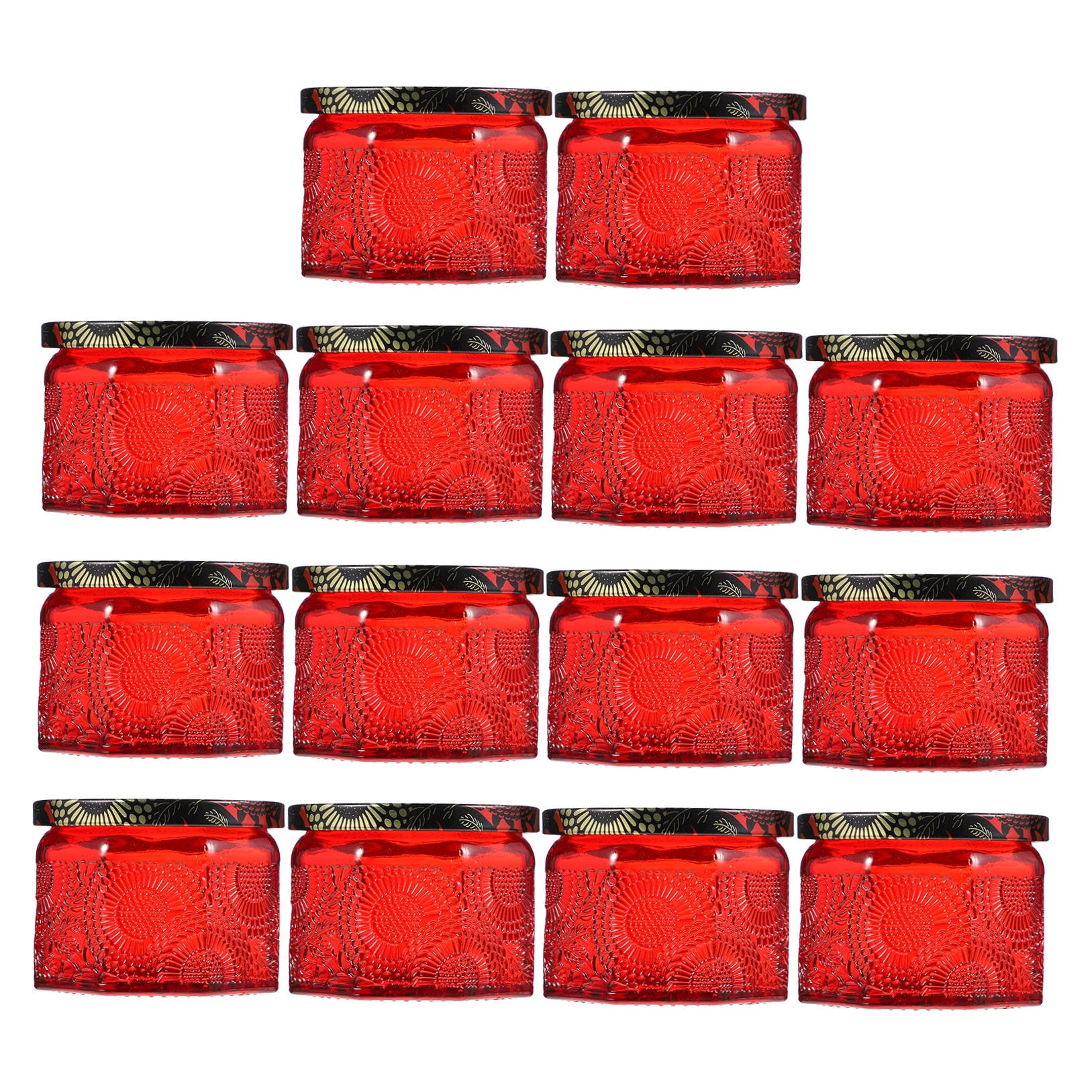 Milisten 14Set Red Round Glass Jars with Lids for Candle Making Bulk Storage
