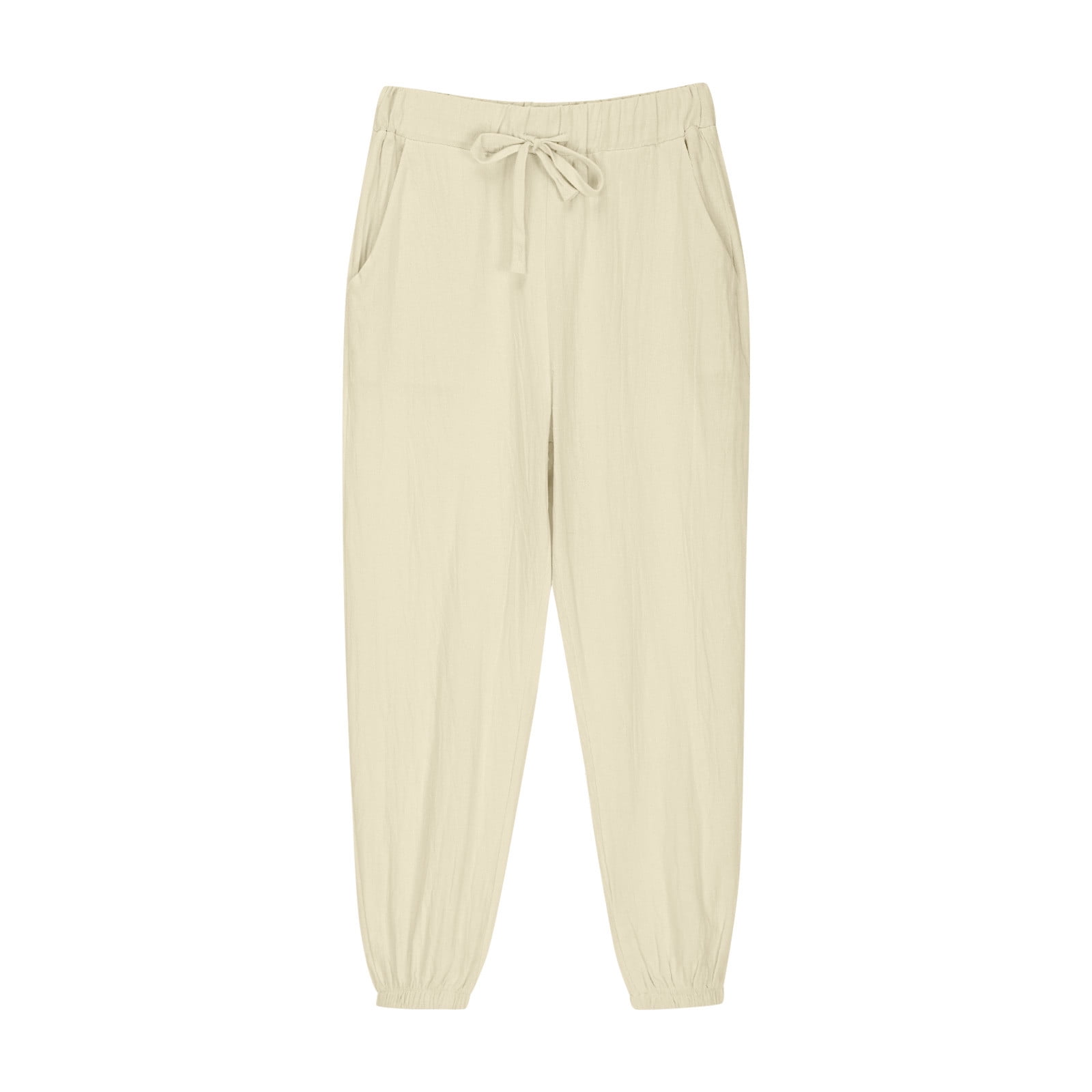 Boys Casual Cotton Linen Pants Lightweight Summer Loose Fit