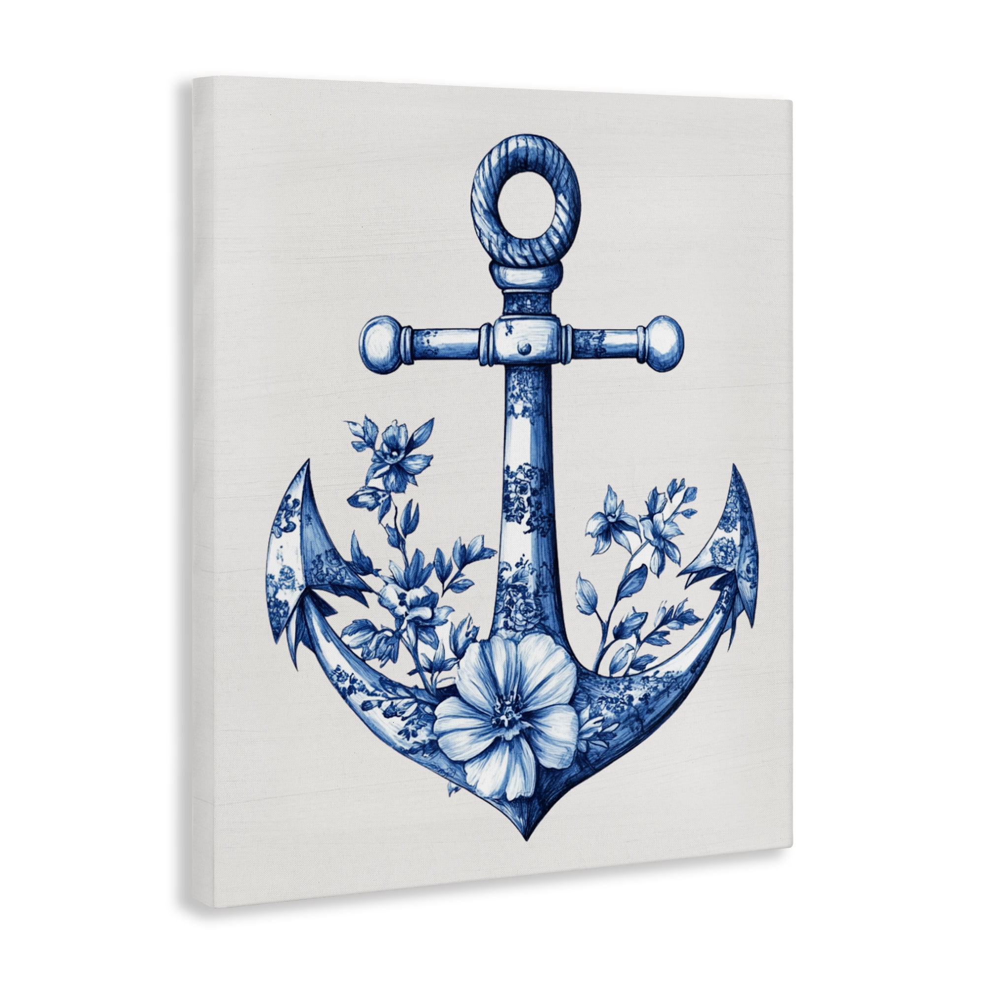 Toile Patterned Anchor Canvas Wall Art, design by Lettered and Lined