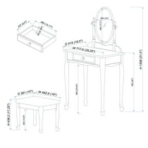 Powell Vanity Mirror Bench Off White Walmart Com