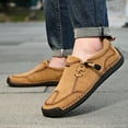 thumbnail image 6 of Men's Loafers Leather Handmade Stitching Casual Breathable Walking Slip-on Comfortable Outdoor Office Shoes Brown 6.5 US, 6 of 7