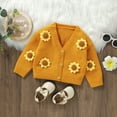thumbnail image 5 of Povozer Toddler Baby Girl Cute Flower Sweater Cardigan Long Sleeve Knit(Yellow,2-3Y), 5 of 6