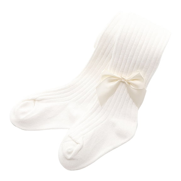 Baywell 1/6 Pack Toddler Baby Girls Tights Ribbed Knit Leggings Stockings Little Girl Cotton Seamless Pantyhose Soft Stretchy Footed Tights Leggings with Bow 0-10 Years