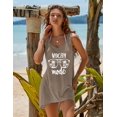 thumbnail image 2 of Ekouaer Women' Sleeveless Swimwear Coverups T-Shirt Beach Dress Tank Bikini Cover Up with Print, 2 of 6