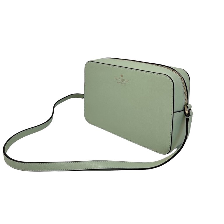 Kate Spade Harper Leather Camera Bag Top Zip Light Olive Crossbody
