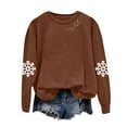 thumbnail image 5 of Xudanell Christmas Sweatshirt for Women Trendy Graphic Print Long Sleeve Pullover Casual Work Clothes for Women Brown S, 5 of 5