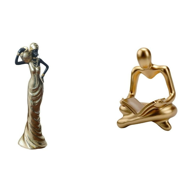 Figura de escritorio,Figuritas africanas,artesanías,artículos de escritorio coleccionables,Estatua de dama tribal,pieza de arte para decoración del hogar,Figura de pensador abstracto,Estatua