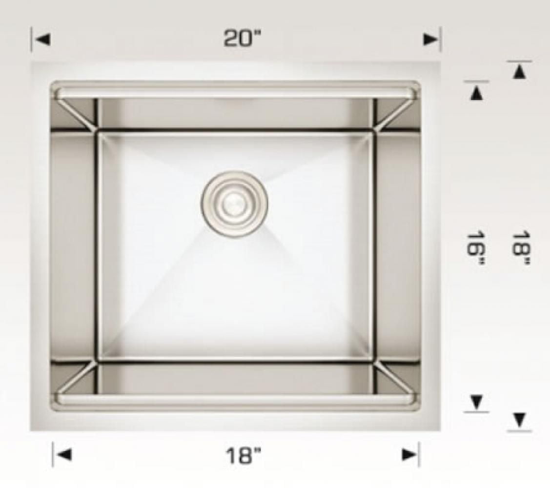 American Imaginations 20-in. W Stainless Steel Kitchen Sink With 1 Bowl And 16 Gauge