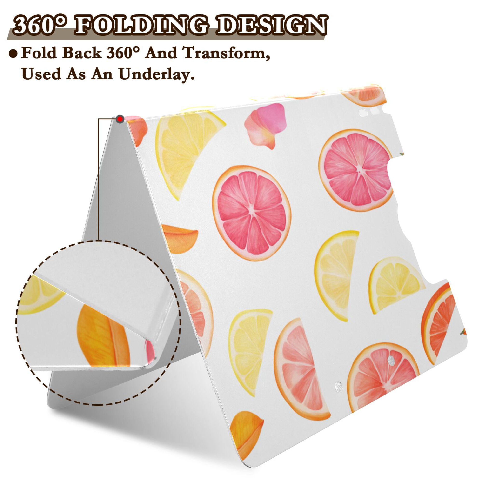 FORMRS A4 Clipboard Folder with Pen Holder Horizontal Foldable School Office Binder, White Grapefruit Slices