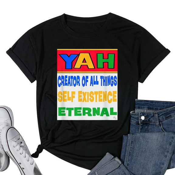 Womens Yah Creator Eternal Hebrew Roots Israelite Messianic T-Shirt Black Small