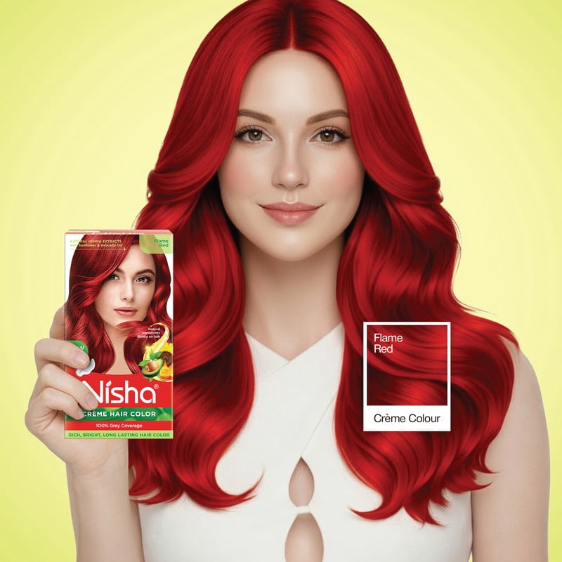 (3 pack) Nisha Creme Hair Color | Permanent Long Lasting Red Hair Dye Color Kit | Flame Red | 5.07 Oz (Pack Of 2)