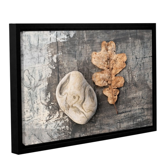'Still Life Leaf Stone' Gallery Wrapped Floater-framed Canvas Art Print, 12x18