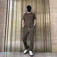 thumbnail image 4 of Conjunto de entrenamiento, camiseta y pantalones para hombre, pantalones lisos para hombre, ropa de verano de nailon, dos piezas, estilo coreano 2024, pantalones, camiseta barata, XL, 4 of 4