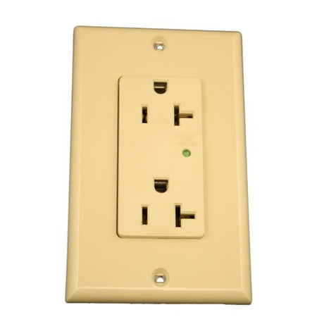 Leviton Decora Duplex Receptacles Leviton 5380-I 20 Amp, 125 Volt, Decora Plus Duplex Receptacle, Straight Blade, Industrial Grade, Self Grounding, Surge w/ Indicator Light, Ivory ()