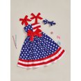 thumbnail image 5 of BemeyourBBs Toddler Baby Girls 4th of July Dress Outfits Patriotic Independence Day Summer Clothes Tie up Straps Star Striped Print Front Bow Sleeveless Dress with Headband, 5 of 9