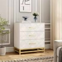 3 Drawer Dresser for Bedroom,Modern Wood Storage Cabinet Chest for Living Room with Wide Top,White