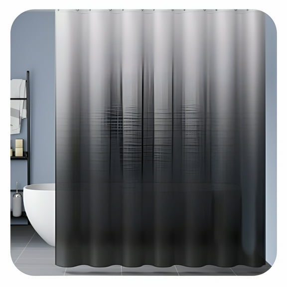 AUQ Black Ombre Extra Long Shower Curtain Set 72 X 84,Waffle 84 Inch Shower Curtain,Modern Xl Shower Curtains for Bathroom Decor,Washable Vintage Fabric Shower Curtain with Hooks