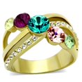 thumbnail image 1 of Femmes IP Or Bague en Acier Inoxydable avec Cristal de Qualité Supérieure en Multi Couleur - Taille 9, 1 of 1