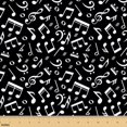 Manfei White Music Note 100% Cotton Fabric by the Yard 1 Yard, Melody ...