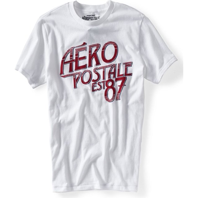 Aeropostale - Camiseta gráfica para hombre Est 87, color blanco, XS Aeropostale Camiseta gráfica