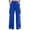 Blue, variant on Womens Multi Flap Pocket Cargo Wide Leg Sweatpants Elastic Drawstring Waist Dual Side Tiered Pockets Soft Brushed Knit Straight Loose Fit Solid Color Casual Lounge Pants
