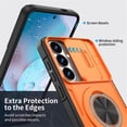 thumbnail image 5 of Rugged Shockproof Phone Cover for Samsung Galaxy S24 5G / Galaxy S25 5G 6.2", Built-in Slide Camera Protector with 360° Rotatable Ring Kickstand,Orange, 5 of 8