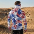 thumbnail image 4 of Domuza Men Upf 50+ Fishing Shirts American Flag Pattern Long Sleeve Sun Protection Hoodie New Outdoor Running Hiking Rash Guard Top Red XL, 4 of 4