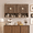 Walnut Set of 2, variant on Aufeile Arched Bathroom Wall Cabinet with Adjustable and Open Shelves, Fluted Medicine Cabinet Organizer for Over the Toilet and Laundry Storage, Natural Oak