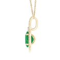thumbnail image 2 of ANGARA Natural Classic Emerald and Diamond Halo Pendant in 14K Yellow Gold for Women (Size-7x5mm) | May Birthstone, Birthday, Anniversary, Jewelry Gift for Women | Natural Emerald Necklace, 2 of 8