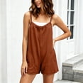 thumbnail image 5 of Ailaofu Womens Summer Sleeveless Overall Romper Shorts Adjustable Strap Solid Color Loose Casual Short Overalls with Pockets, 5 of 8